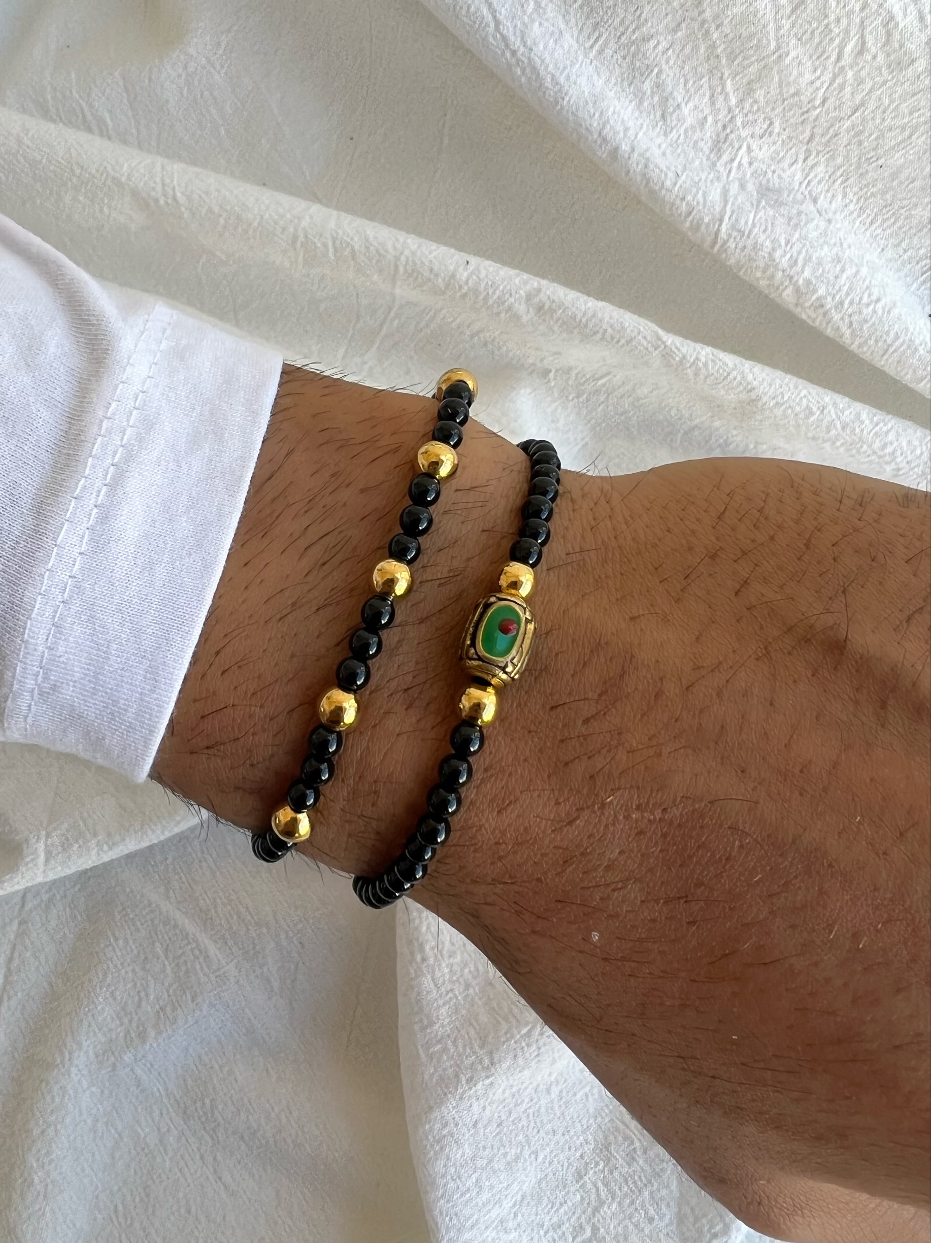 Men's Bracelet, Black Beads Bracelet, Men's Jewelry, Made in Greece, by Christina Christi Jewels.