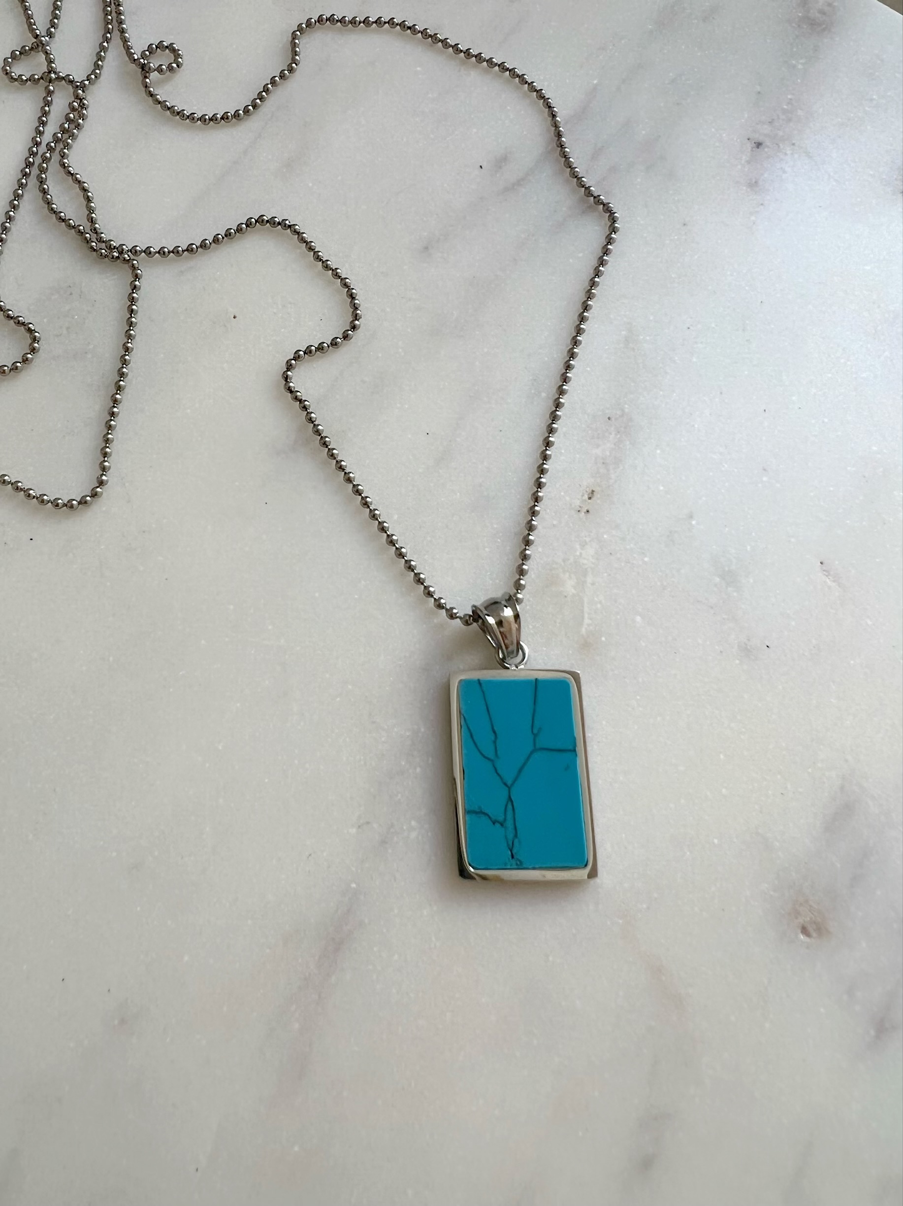 Turquoise Glass Cross Cremation Pendant for Men