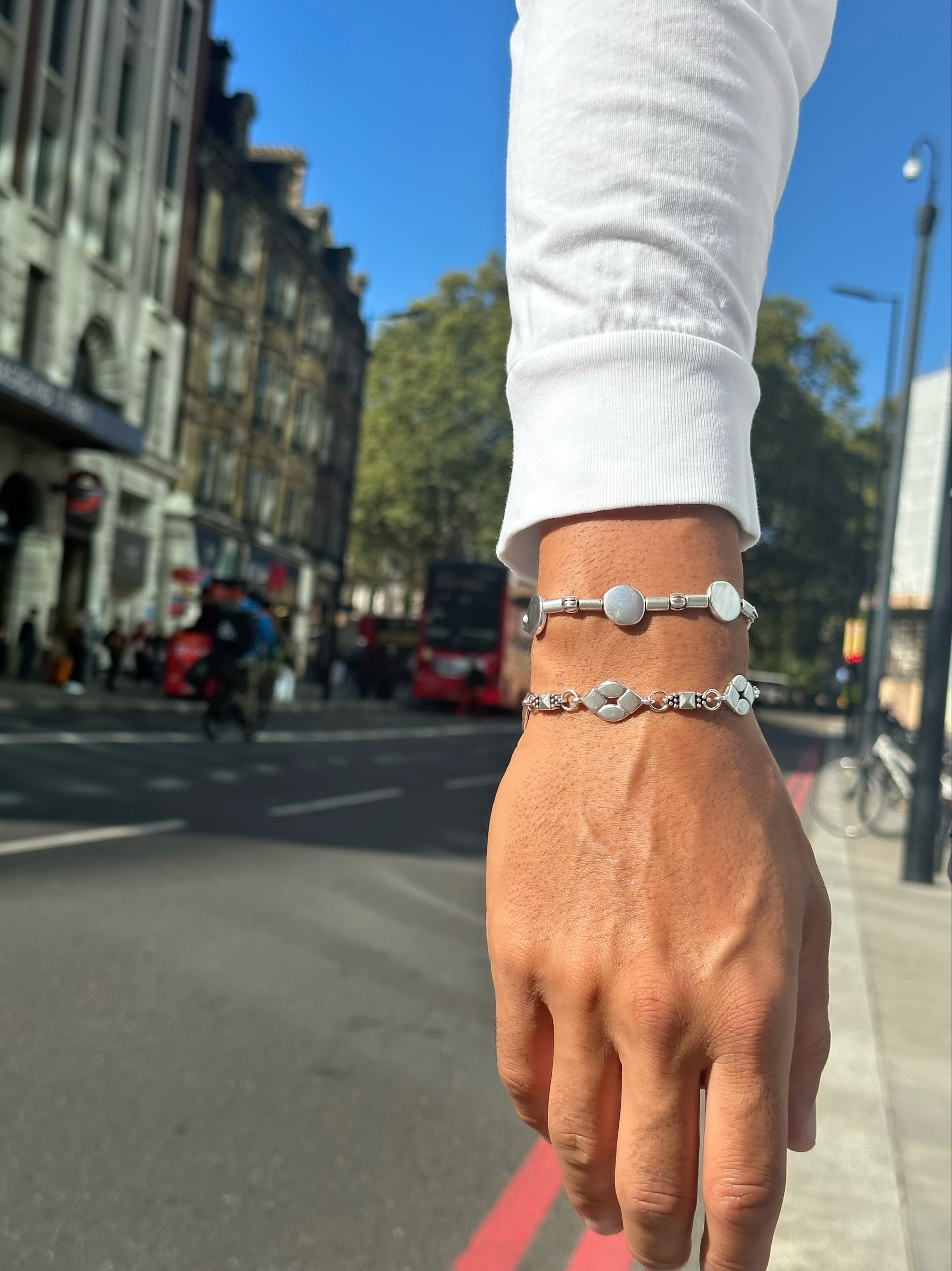 Men's Bracelet, White Beads Bracelet, Men's Jewelry, Made in Greece, by Christina Christi Jewels.