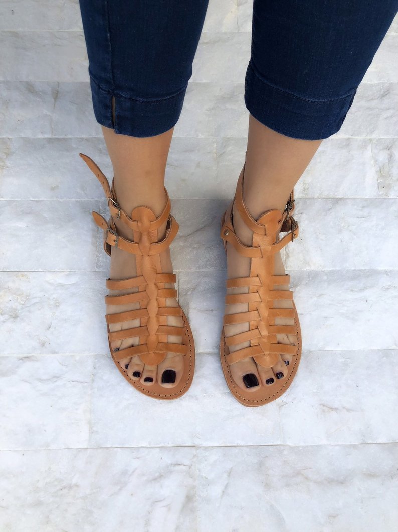 SHOES :: Sandals :: Women Sandals :: Gladiator Leather Sandals in Brown ...