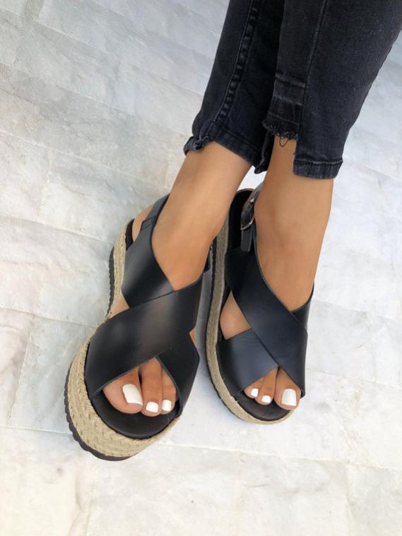 LEATHER SANDALS :: Women's Sandals :: Black Leather Flatform Sandals ...