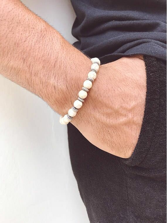 Beaded Pearl Bracelet For Men