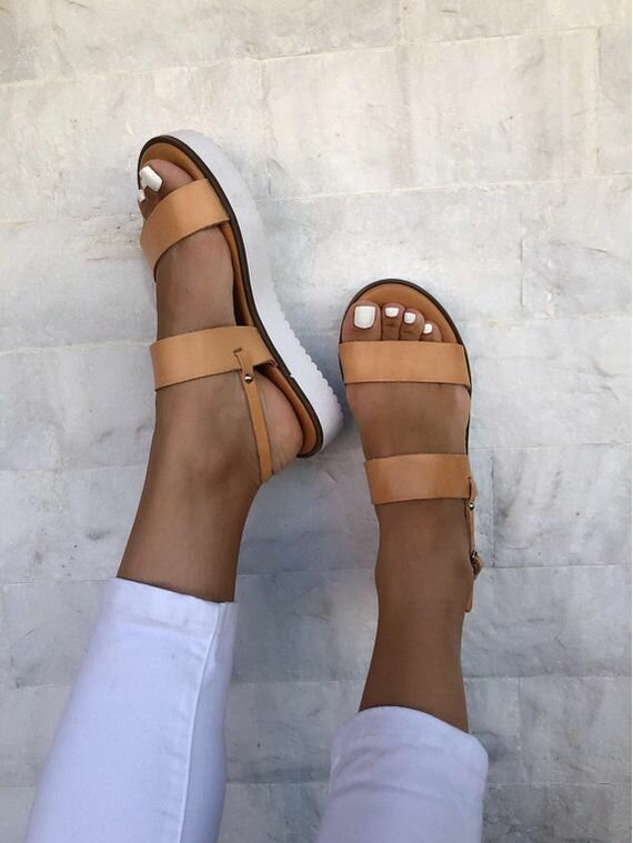 LEATHER SANDALS :: Women's Sandals :: Brown Leather Sandals White Sole ...