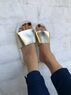 christina Christi | Gold Leather Slides 