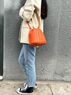 christina Christi | Orange Leather Bucket Bag- Juicy Orange 