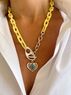 christina Christi | Yellow Acrylic Chain Necklace Heart 