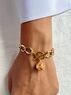 christina Christi | Gold Chunky Chain Bracelet Hearts Enamel 