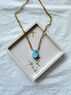 christina Christi | Gold Necklace Teardrop Stone  Turquoise 