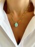 christina Christi | Gold Necklace Teardrop Stone  Turquoise 