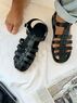 christina Christi | Men Leather Gladiator Sandals Black 