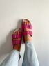 christina Christi | Fuchsia Leather Double Buckle Slide Sandals 