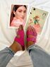 christina Christi | Fuchsia Leather Double Buckle Slide Sandals 