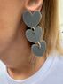 christina Christi | Gray Heart Drop Earrings Non Pierced Ears 