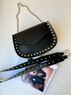 christina Christi | Black Leather Stud Bag Chain Strap - Total Handmade 