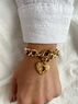 christina Christi | Gold Chunky Chain Bracelet Heart Charm 