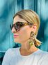 christina Christi | Long Gold Leaf Earrings Clip On 