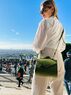 christina Christi | Khaki Leather Top Handle Bag  - La Parisienne 