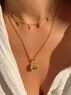 christina Christi | Gold Plated Sterling Silver Layering Round Evil Eye Necklace n Rhombus Pendants 