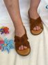 christina Christi | Waxed Brown Leather Kids Sandals 