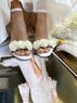 christina Christi | Wedding Leather Block Heel Sandals - Flowers Strap 