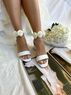 christina Christi | Wedding Heels Leather Sandals - Flowers Ankle Strap 