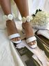 christina Christi | Γυναικεία Νυφικά Παπούτσια με Τακούνι - Flowers Ankle Strap 