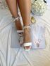christina Christi | White Pearls Heeled Sandals - Pearls on the Strap 