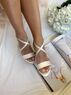 christina Christi | Pearl Leather Wedding Heels  - Criss Cross Heels 