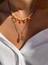 christina Christi | Orange Drops Necklace n Gold Evil Eye 