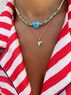 christina Christi | Small Evil Eye Necklace n Blue Heart Pendant 