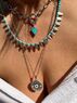 christina Christi | Silver Chain Layered Necklace Turquoise Charms 