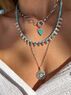 christina Christi | Silver Chain Layered Necklace Turquoise Charms 