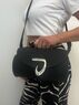christina Christi | Black Leather Shoulder Barrel Bag - Miss Hook 