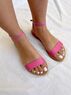 christina Christi | Open Toe Minimalist Leather Sandals - Chic n Fuchsia 