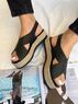 christina Christi | Black Leather Flatform Sandals (Croco Print Remake) 