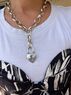 christina Christi | Silver Heart Lock Necklace Long 