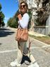 christina Christi | Brown Leather Shoulder Bucket Bag - Rock It Brown 