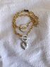 christina Christi | Gold Chain Bracelet with Silver Mom n Heart Charm 