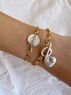christina Christi | Gold Chain Bracelet with Silver Mom n Heart Charm 