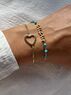 christina Christi | Heart n mama Charm Bracelet Set with Turquoise Rosario Beads and Gold Accents 
