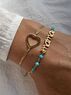 christina Christi | Heart n mama Charm Bracelet Set with Turquoise Rosario Beads and Gold Accents 