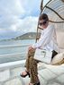 christina Christi | Handmade White Leather Crossbody Bag with Bronze Buckles - Boho Elegance 