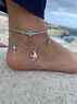 christina Christi | Handmade Beach Anklet Bracelet - Turquoise Beads and Silver Accents 