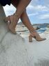 christina Christi | Nude Heeled Leather Sandals 
