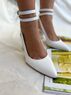 christina Christi | White Heeled Leather Sandals 8 cm 