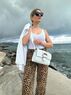 christina Christi | Handmade White Leather Crossbody Bag with Bronze Buckles - Boho Elegance 