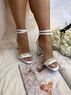 christina Christi | Pearls Heeled Sandals - Double Strap n Bright 