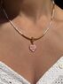 christina Christi | White Freshwater Pearl Necklace with Pink Enamel Heart mama Charm 