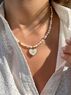 christina Christi | White Pearls Beaded Necklace Heart Charm 