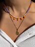 christina Christi | Orange Drops Necklace n Gold Evil Eye 